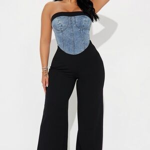 Denim Bustier Jumpsuit